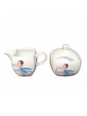 new Studio Nova Fine China Bianca Pattern Creamer and Sugar - circa 2002